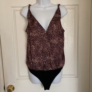 Paige Nadynne Animal Leopard Print Bodysuit Sleeveless Tank Top NWT